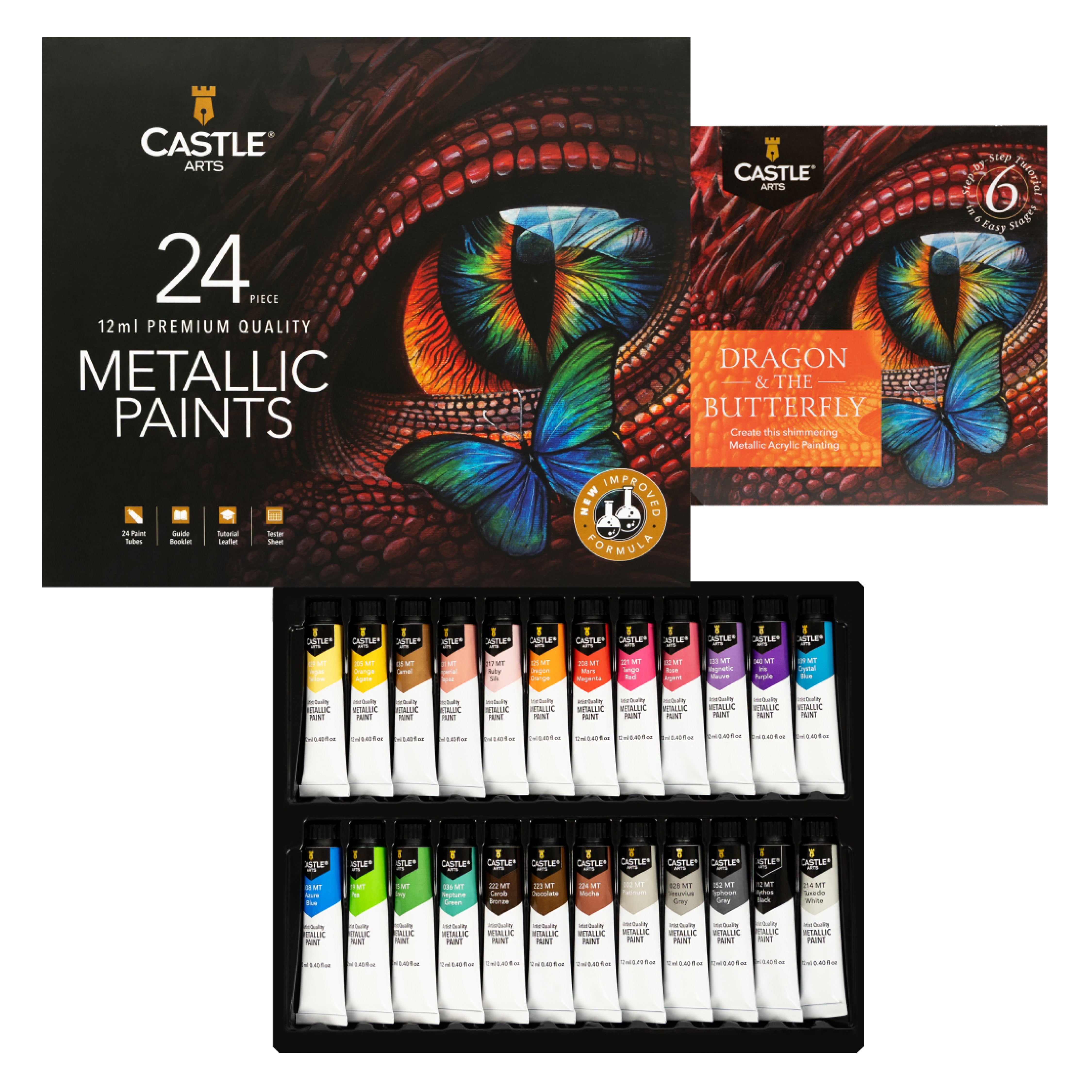 Ensemble de peinture acrylique métallique 24 pièces