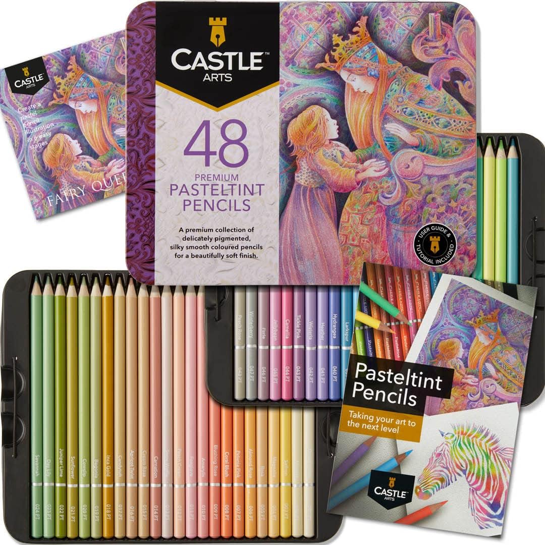 Paquete de lata de 96 lápices de colores con tinte metálico y pastel