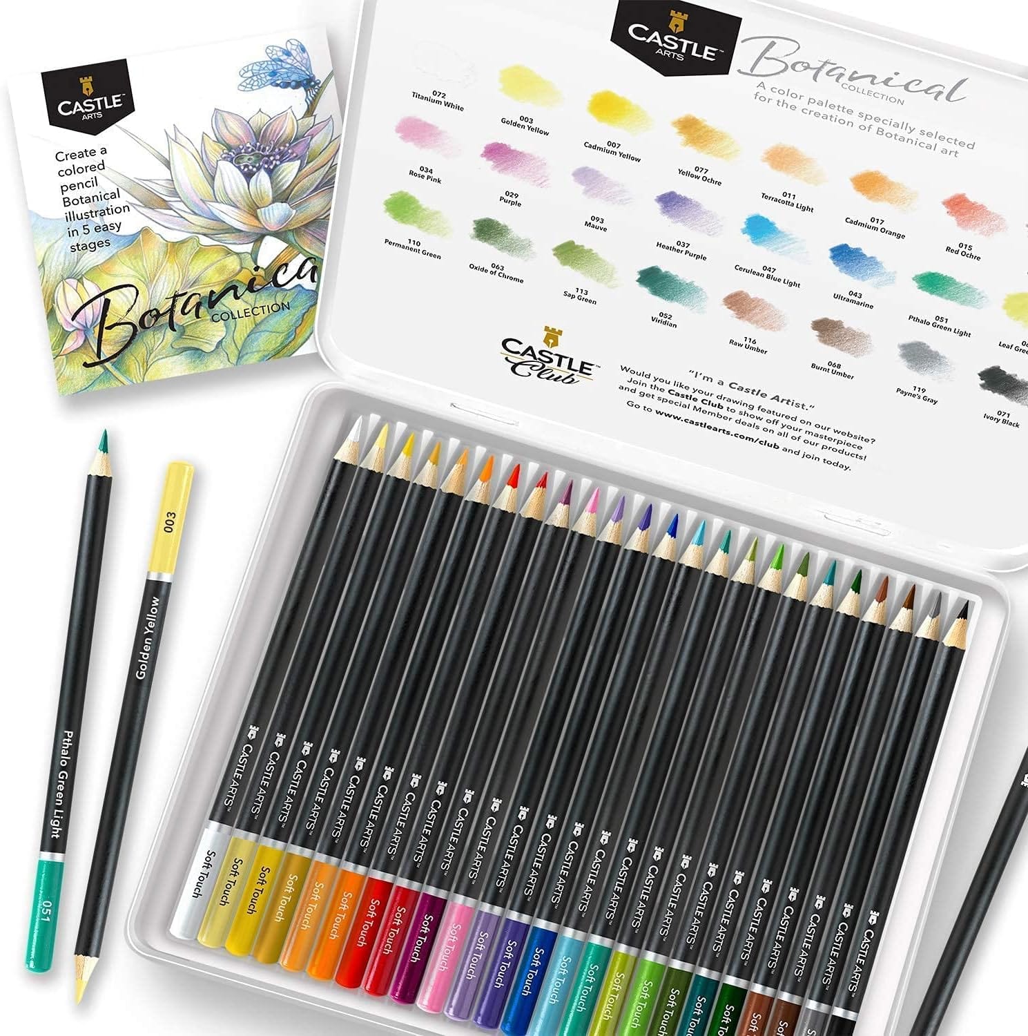 Set di 24 matite colorate botaniche e 2 quaderni di schizzi per artisti