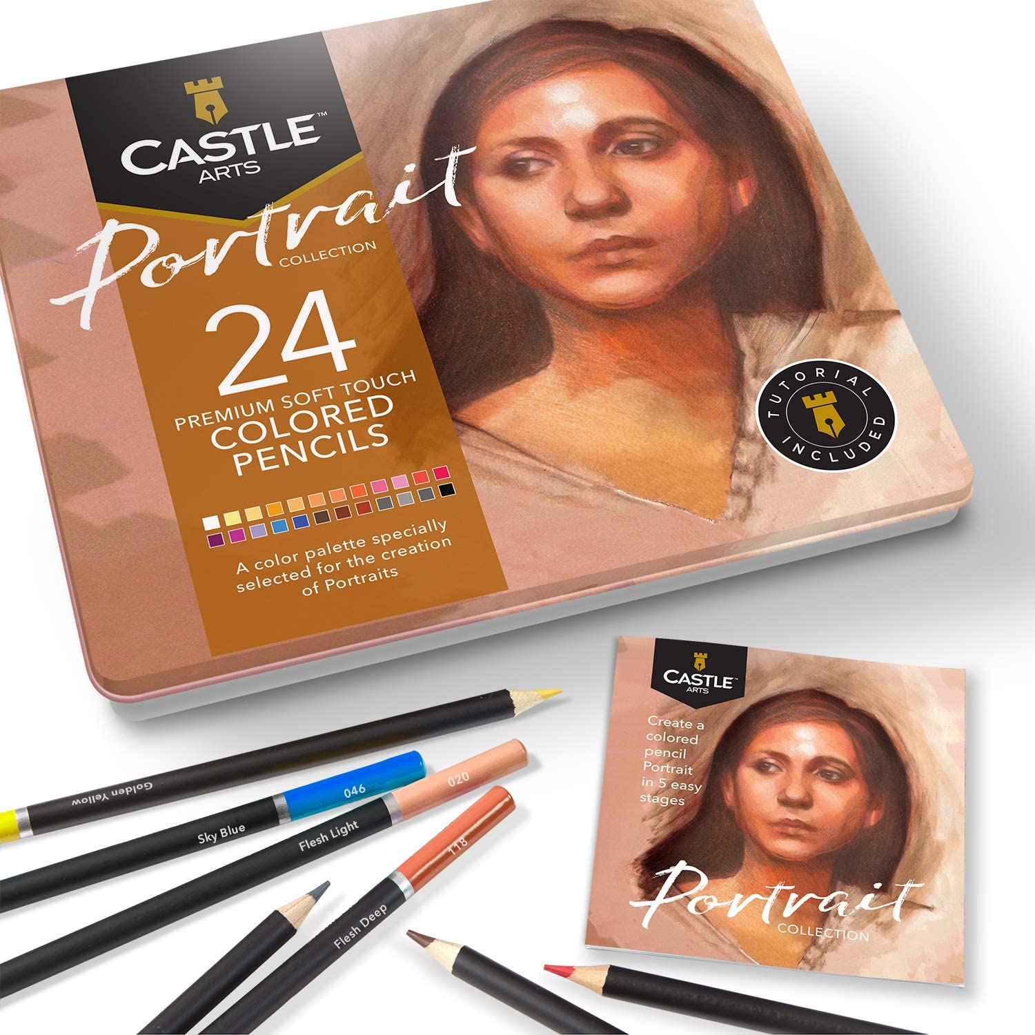 48 Piece Portrait & Seascape Coloured Pencils Palette Bundle