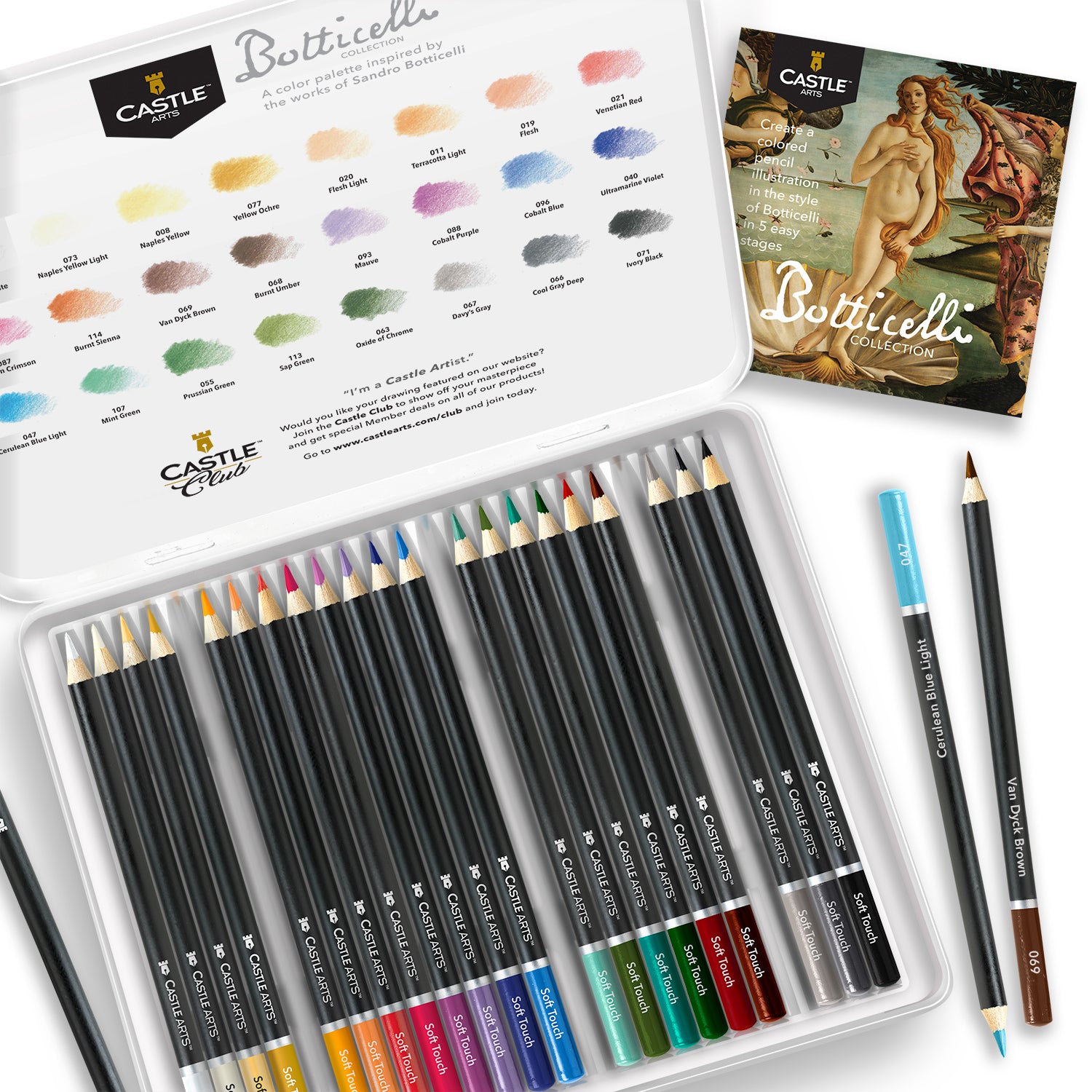 24 Pièces Crayons De Couleur Botticelli Dans Un Étui À Étain D'affichage