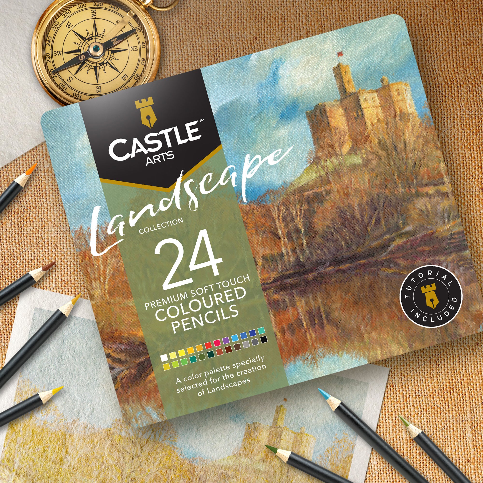 24 Piece Landscape Coloured Pencil Set in Display Tin