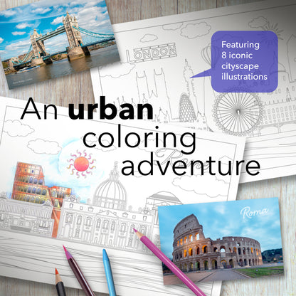 Livre De Coloriage Imprimable Sur Les Paysages Urbains [Téléchargement Numérique]